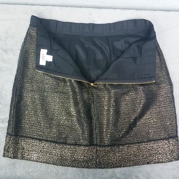 LOFT Womens Gold Black Lace Lined Wool Blend Skirt - Picture 12 of 14